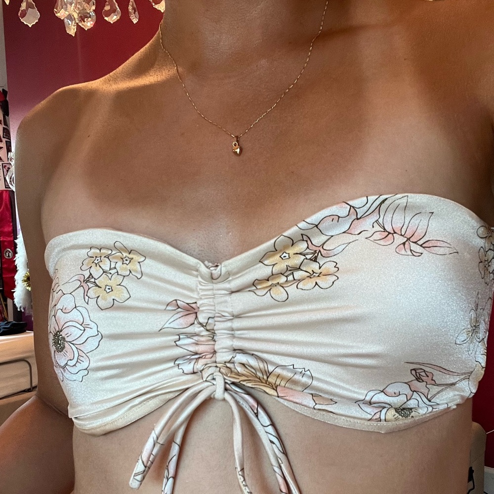 PacSun Floral Bandeau Bikini Top